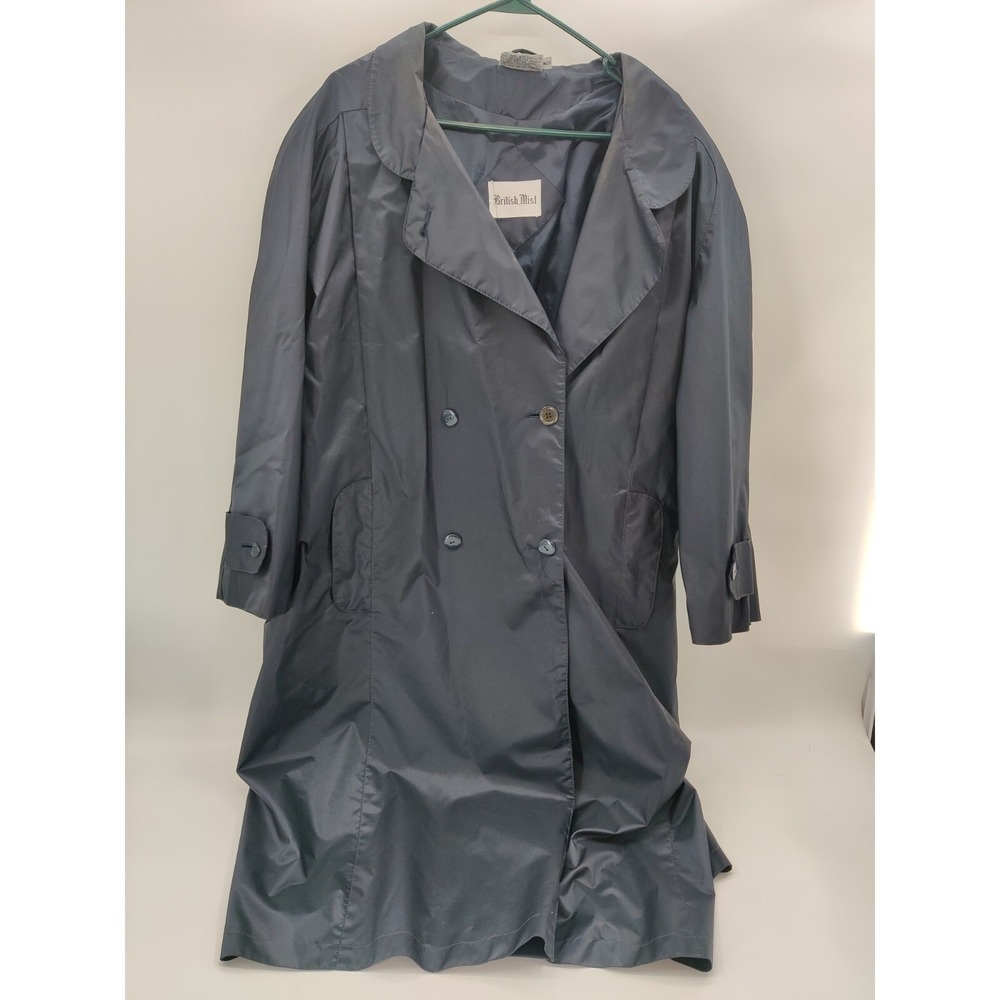 British Mist Womens Trench Coat Raincoat Double Breasted‎ Blue Size 22W